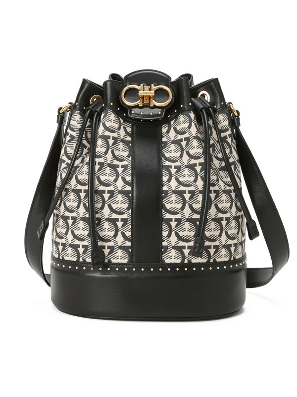 预订FERRAGAMO GANCINI 水桶 老花款 斜挎包21H587 织物\牛皮革