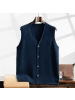 秋冬新款男士V领羊绒开衫单排扣无袖上衣中年商务休闲宽松型外套