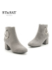 星期六ST&SAT冬短靴女羊反绒圆头粗高跟女靴SS74116710