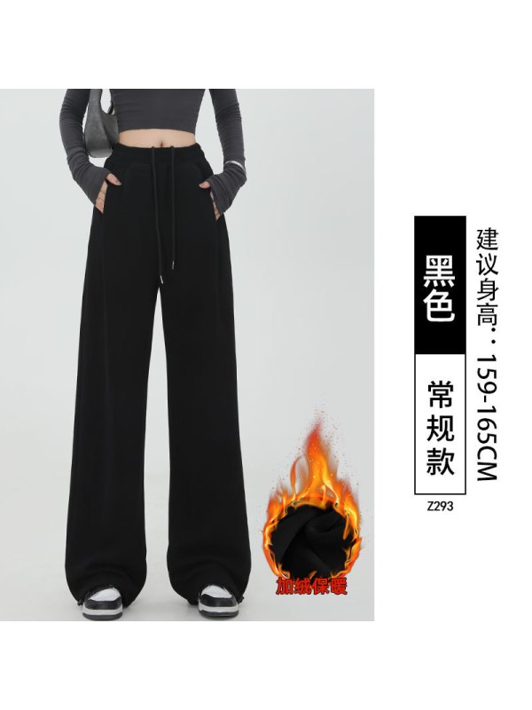 羊羔绒加绒运动裤女秋冬季加厚棉裤外穿束脚卫裤宽松小个子阔腿裤