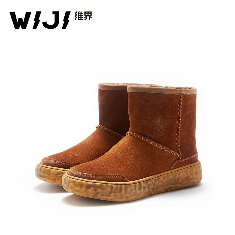 WIJI冬季新款休闲保暖雪地靴个性纯色青春潮流套筒时尚舒适女鞋女图片