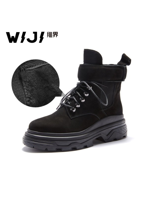 WIJI冬季新款欧美时尚休闲保暖雪地靴个性潮流纯色青春气质魅力女