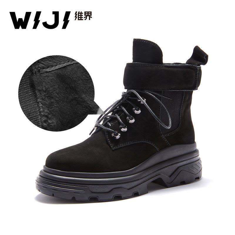 WIJI冬季新款欧美时尚休闲保暖雪地靴个性潮流纯色青春气质魅力女图片