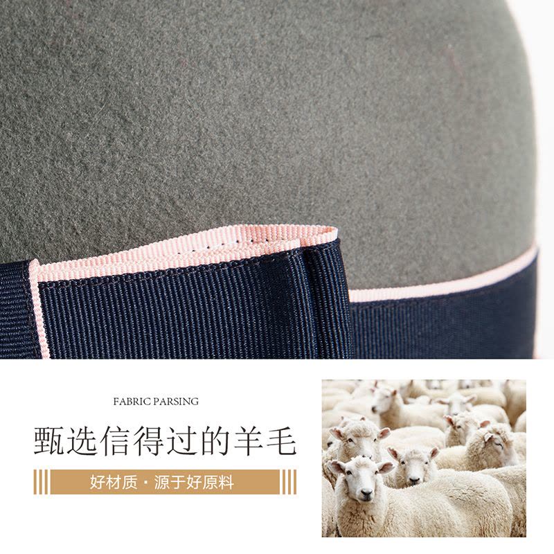 宏达HONDAR 2018秋冬新品女款精致撞色织带羊毛毡帽礼帽 MZ021A图片