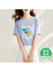 OUNIXUE欧昵雪 | [时尚休闲上衣]夏季艺术风圆领烫图短袖简约套头宽松T恤女