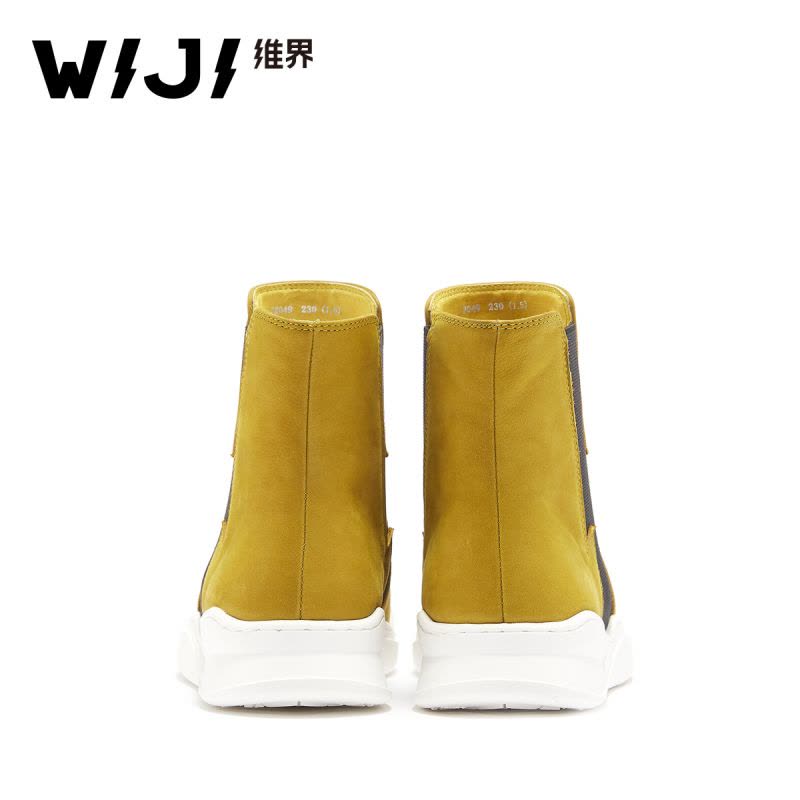 WIJI靴子女冬季新款英伦风休闲时尚切尔西靴平底个性潮流高帮板鞋图片