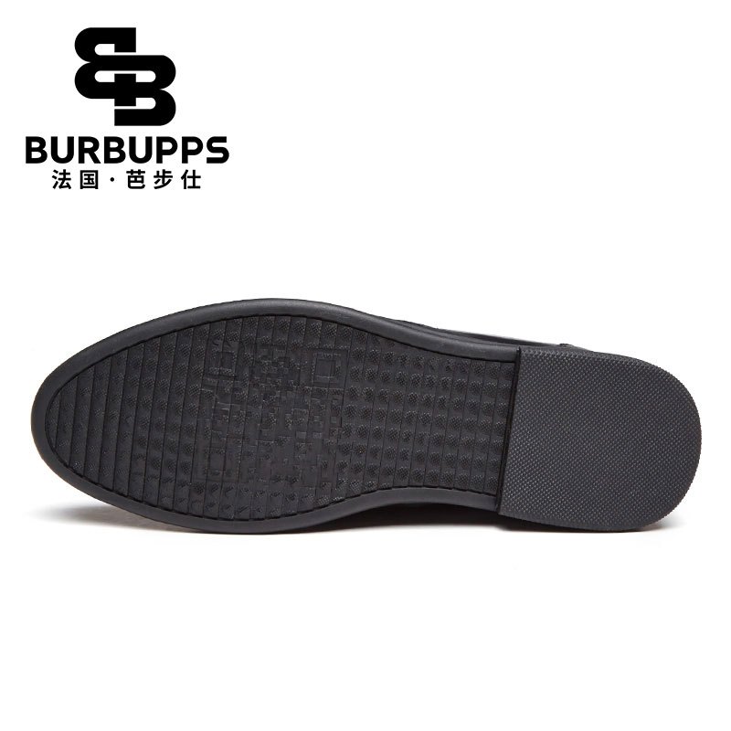 Burbupps/法国芭步仕新款透气商务休闲皮鞋英伦男士真皮圆头鞋子