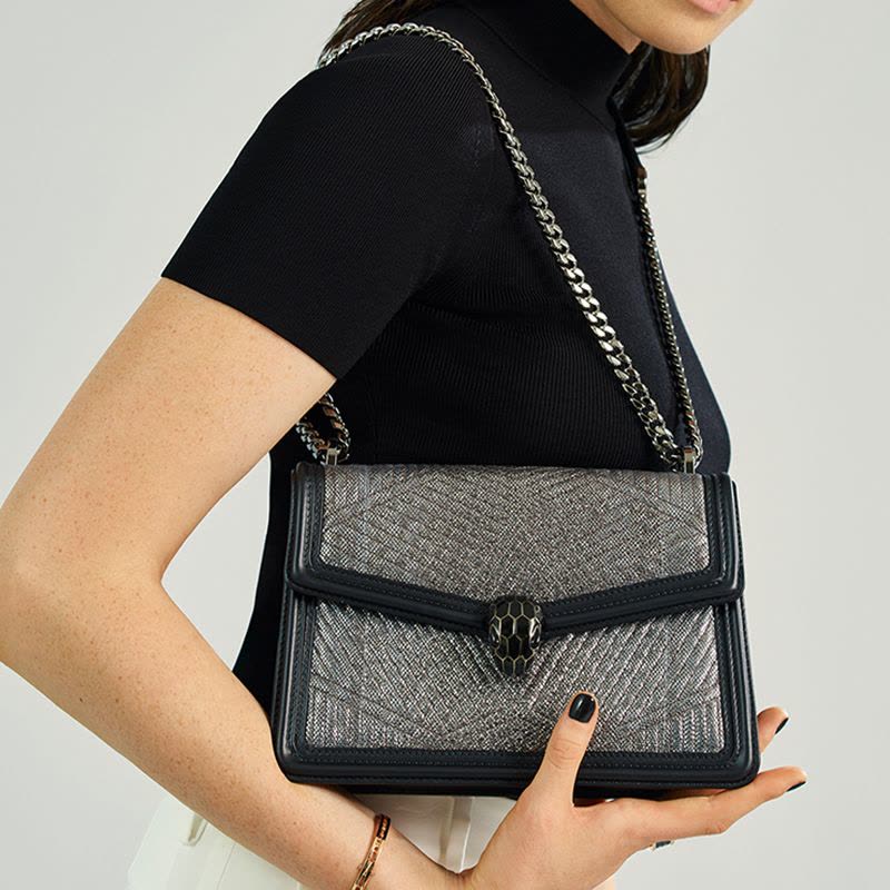 【预定】BVLGARI宝格丽 Serpenti Diamond Blast经典蛇头单肩包289478水蛇皮/牛皮革图片