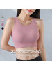 无痕裸感冰丝瑜伽运动内衣女网纱聚拢美背无钢圈大胸显小运动文胸 砂粉色 F码=M码（可穿90斤-135斤）