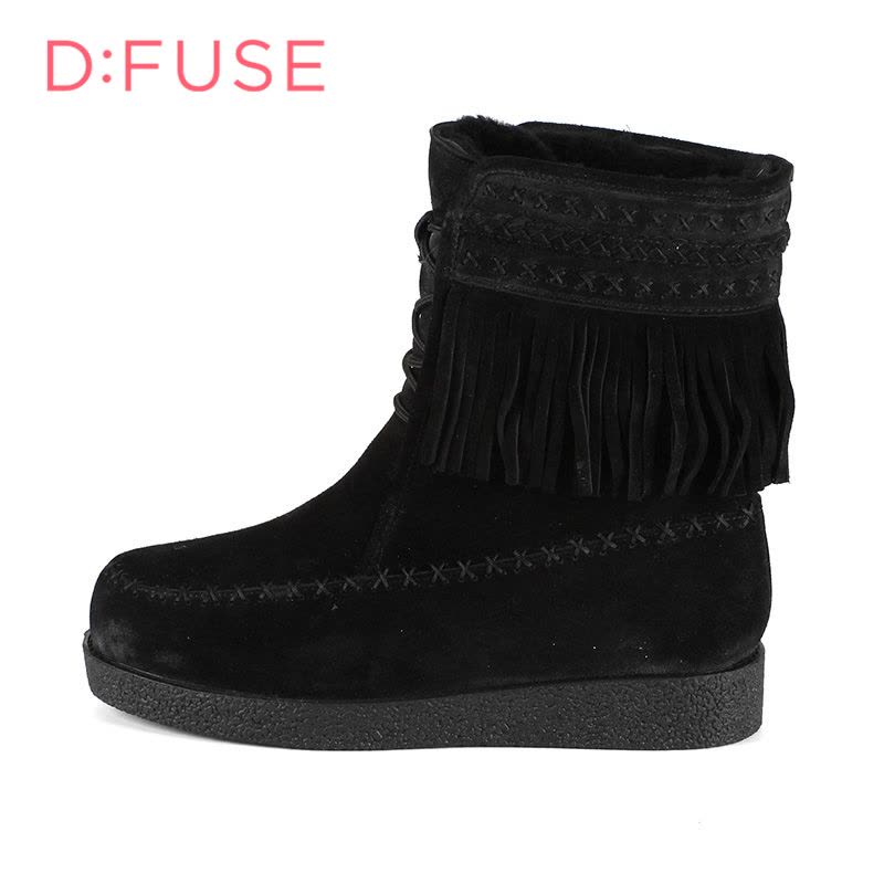 迪芙斯D:FUSE冬季专柜牛皮雪地平跟纯色短靴女鞋DF44117138图片