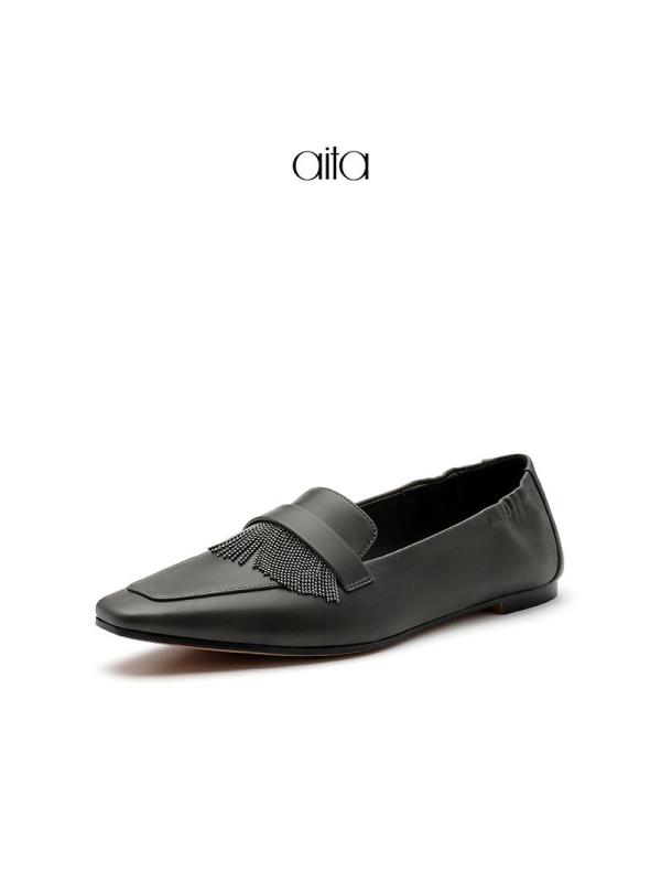 aita艾塔春季新款休闲深口圆头单鞋平低跟鞋时尚女鞋休闲鞋