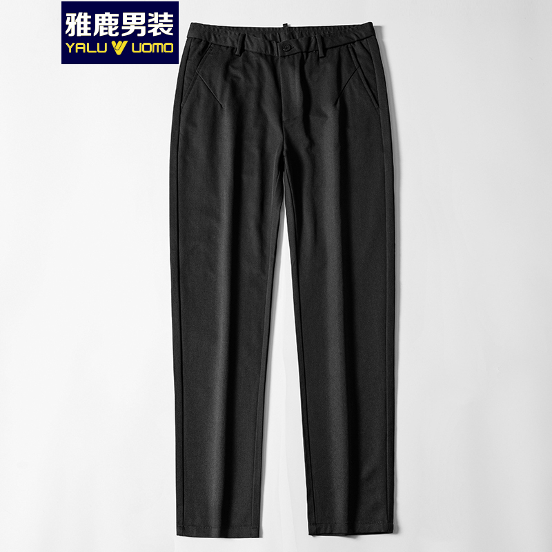 雅鹿男装裤子男宽松修身男裤商务时尚男士休闲裤零a19101927