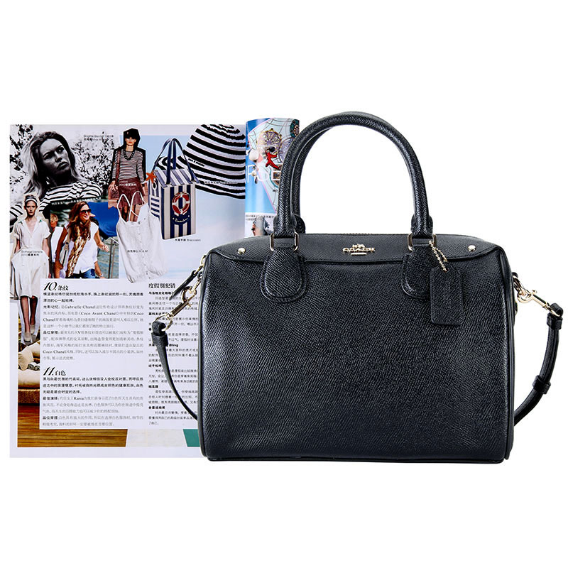 COACH 蔻驰 女包 黑色皮质手提单肩斜挎桶包 F57521 IMBLK