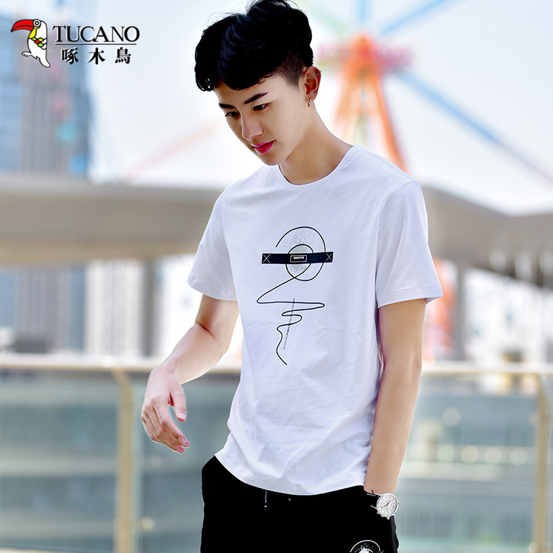啄木鸟(TUCANO)短袖套装男2018夏季新款韩版潮流青少年学生T恤男生半袖两件套装 18148ZM18098K-60