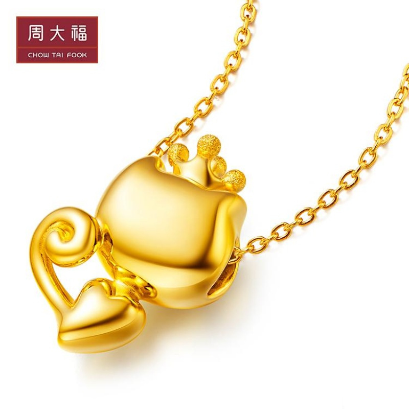 Z周大福珠宝首饰CoCoCat皇冠足金黄金坠R15334