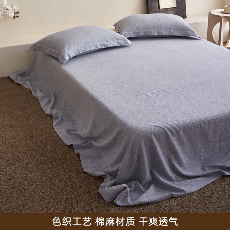 日系质感素色10%亚麻90%床单单件A类简约侘寂棉麻被单三件套图片