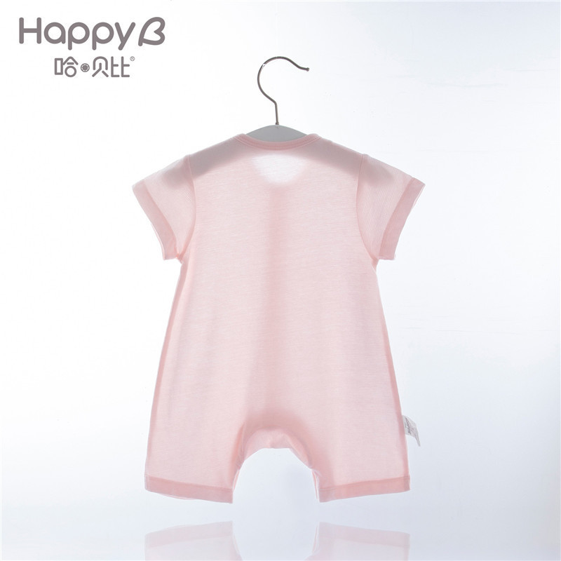 哈贝比（happyB）婴儿衣服男女宝宝春夏装连体衣纯棉短袖前开爬服新生儿内衣