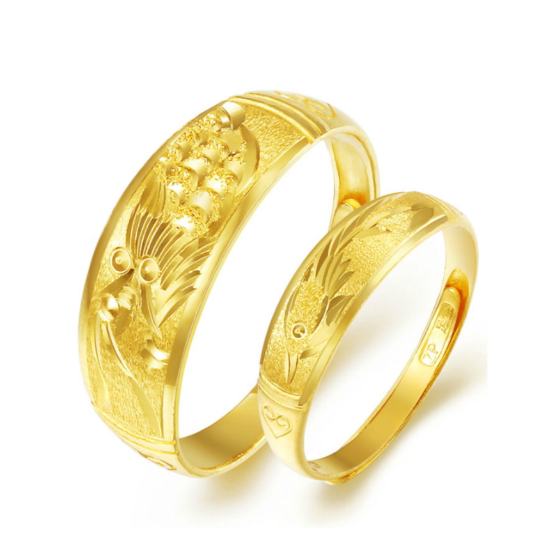 金大福(King tai fook) 黄金戒指情侣款 黄金蛇肚龙凤情侣婚戒男女款 足金999情侣戒 送恋人 定价