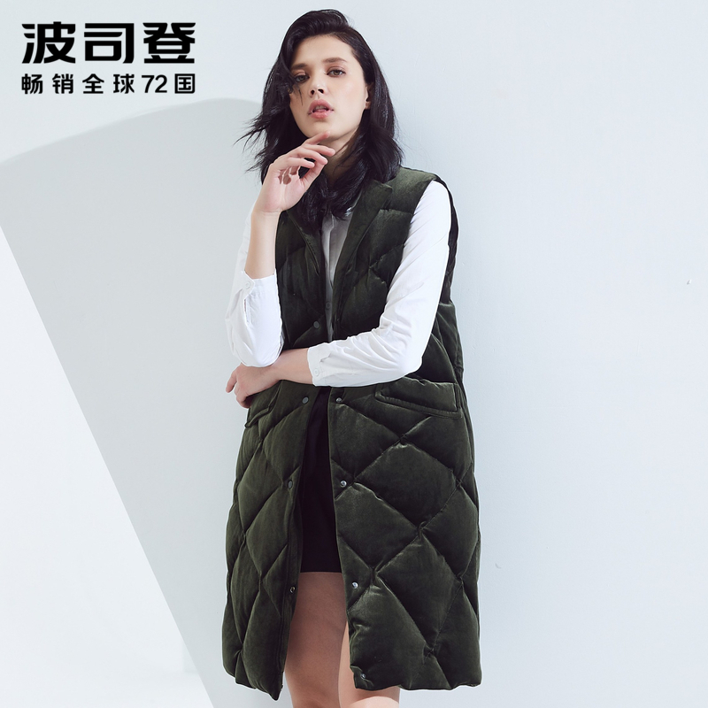 波司登鹅绒马甲女中长款冬季厚款羽绒马夹女士丝绒外套