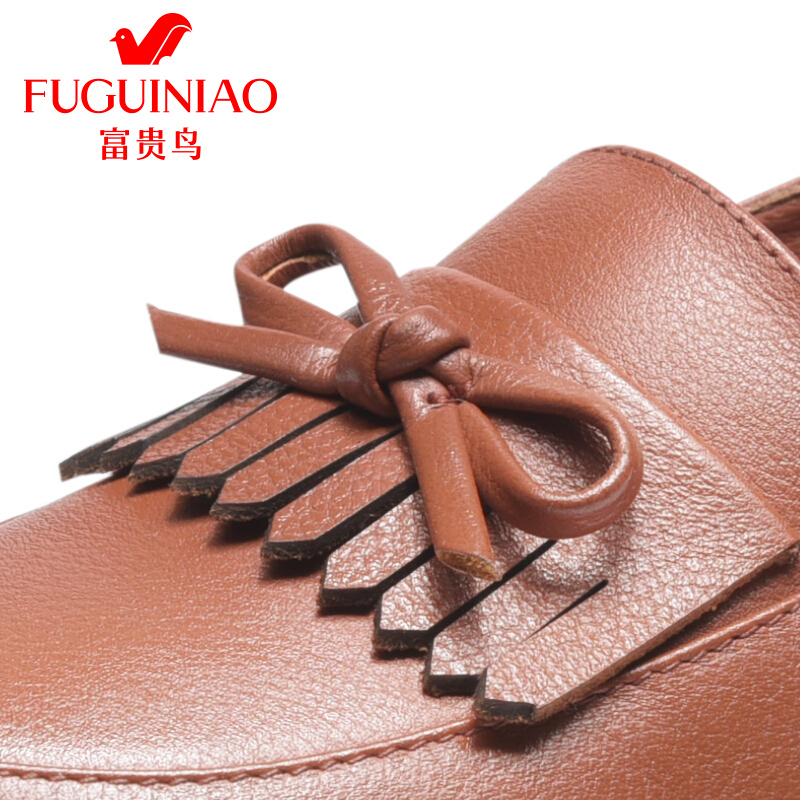 富贵鸟（FUGUINIAO)18年春季新款舒适简约坡跟气质蝴蝶结单鞋