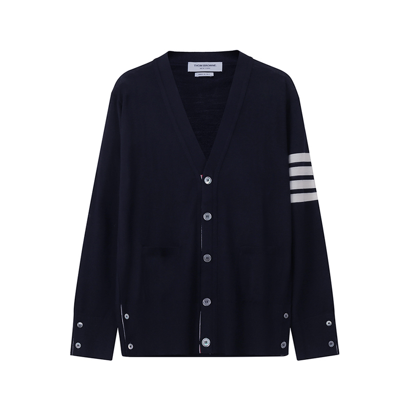 汤姆·布朗 THOM BROWNE 男士羊毛V领针织衫羊毛衫开衫MKC002A Y1014