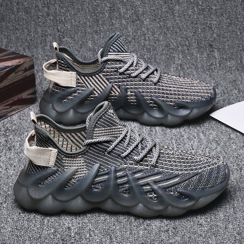 Ceba韩版潮流新款2021夏季男鞋休闲低帮纯色跑步运动鞋飞织透气椰子鞋图片