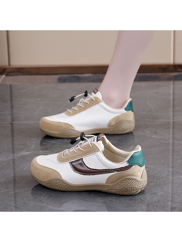 秋季小白鞋新款韩版ins女学生厚底增高皮面透气休闲女鞋