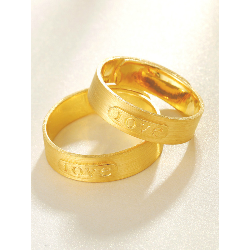 金大福(King tai fook)珠宝 黄金足金999戒指男女款 足金LOVE情侣戒指开口 活口情侣戒指