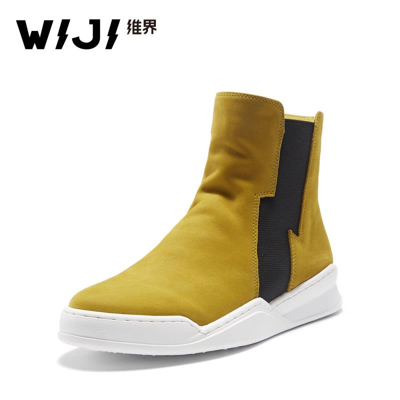 WIJI靴子女冬季新款英伦风休闲时尚切尔西靴平底个性潮流高帮板鞋图片