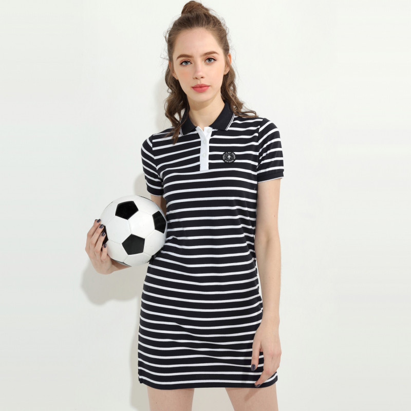 佐丹奴连衣裙 2018新款女夏刺绣裙子 学院风翻领polo裙 91468202