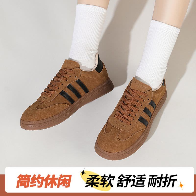 磨砂皮牛皮复古鞋女秋季新款百搭厚底大码休闲阿甘鞋运动女鞋图片