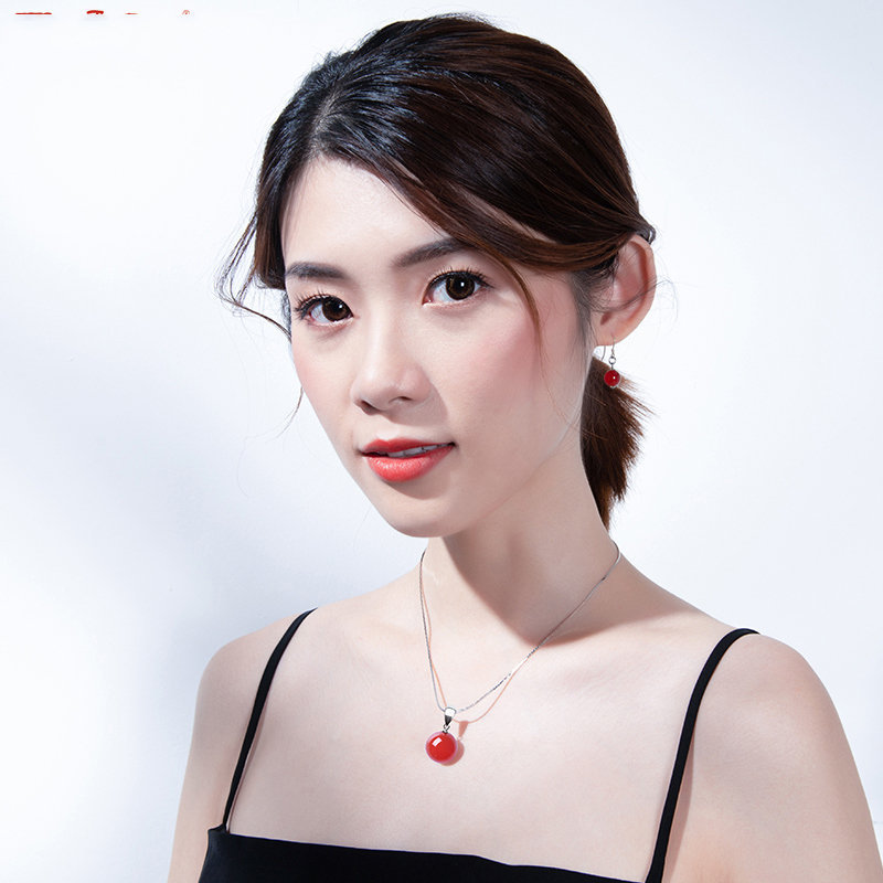 石头记红玛瑙东陵玉粉晶紫水晶项链坠女锁骨链首饰