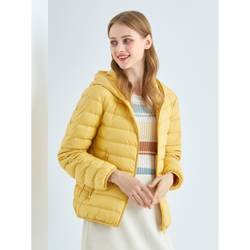 专柜同款坦博尔新款女轻薄连帽羽绒服外套tb200228