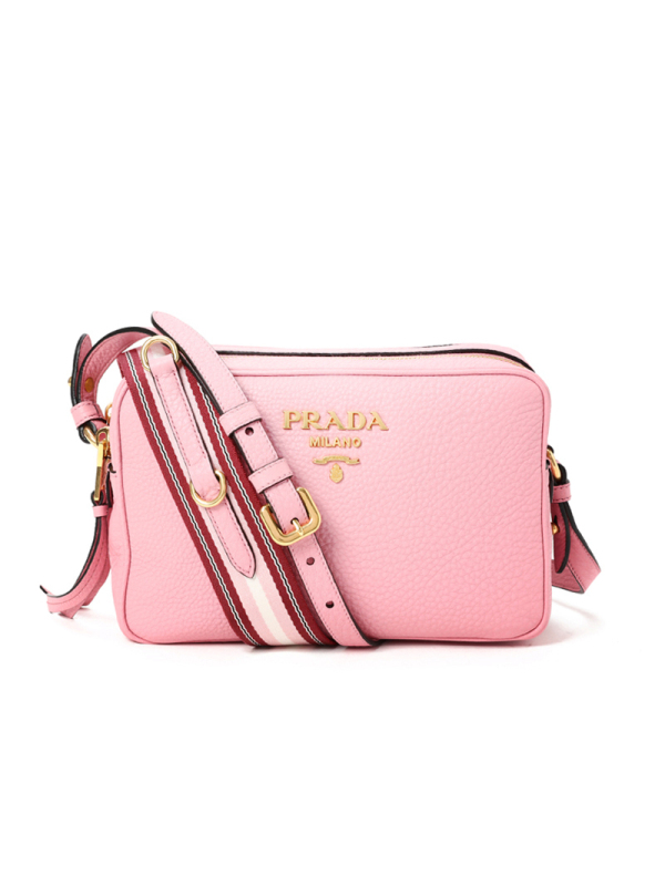 PRADA/普拉达 女包彩色织物肩带双层拉链单肩斜挎包 1BH082