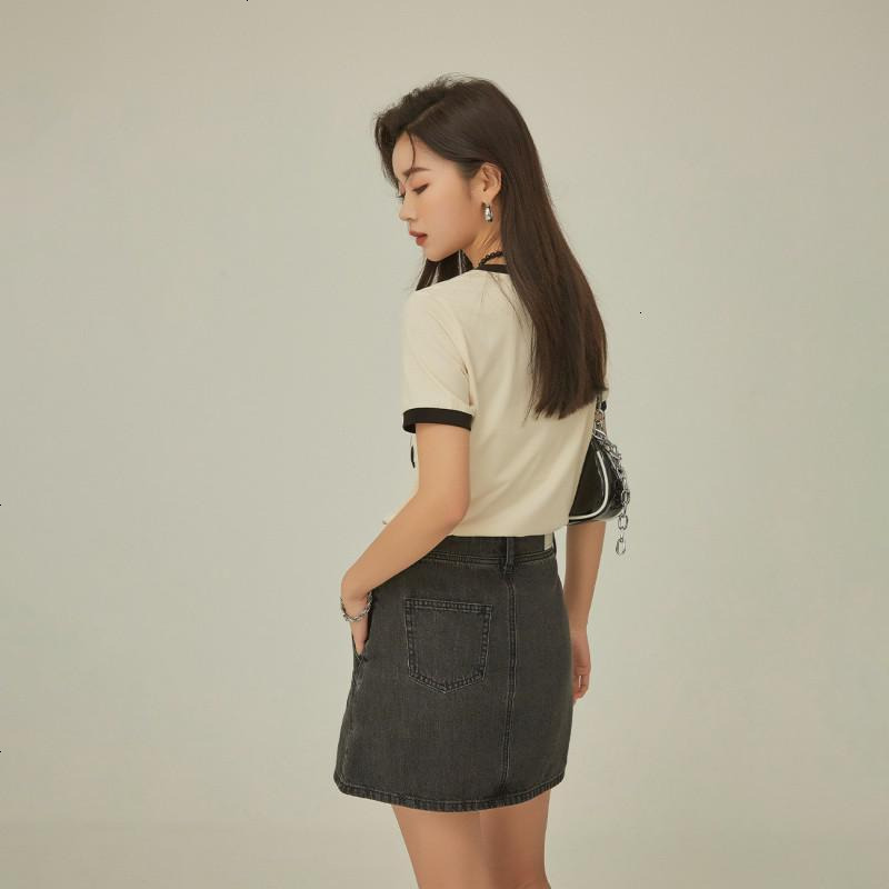 OtherMix不规则牛仔半身裙2021年夏季新款百搭高腰a字女式短裙子