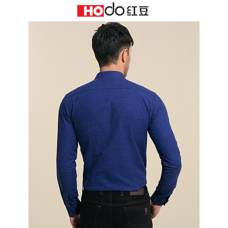 HODO红豆男装春秋季男士衬衫轻时尚磨毛纯棉舒适多色修身休闲长袖衬衫男