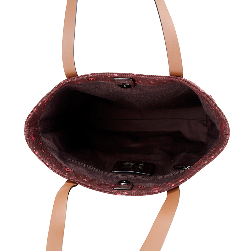 自营新品coach蔻驰品女士酒红图案款人造革手提单肩包托特包f88039qb