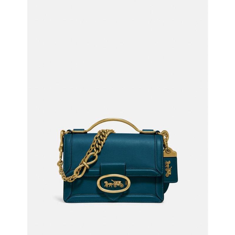 蔻驰coach皮革手提单肩斜挎包riley18孔雀蓝74615b4pc