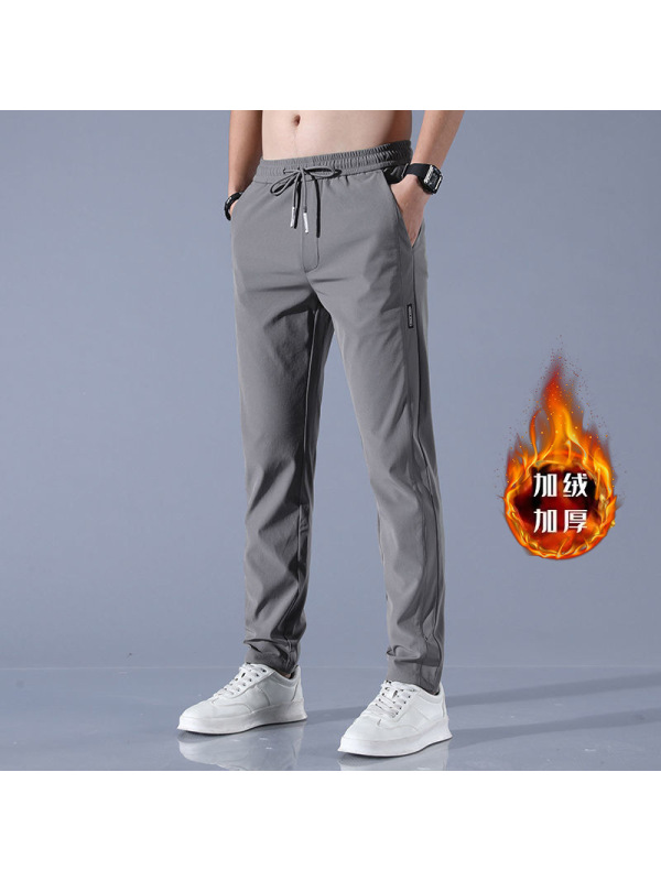 秋冬季新款黑标加绒裤男装韩版大码加厚商务长裤