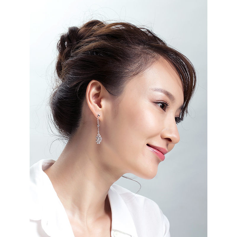 东祥pt950铂金耳钉耳坠白金耳钉耳坠女杨洋代言蒲公英系风舞