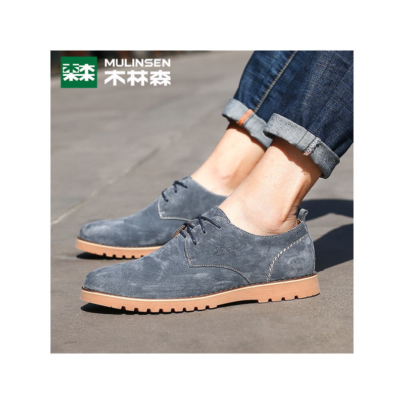 木林森低帮鞋2018春季新款男士复古休闲皮鞋青年工装鞋子潮流男鞋