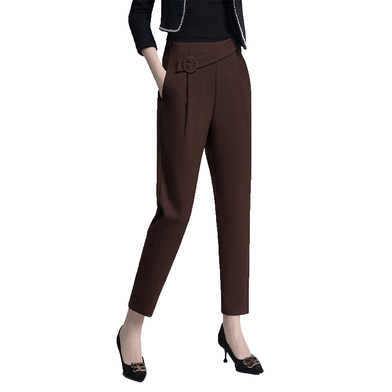 丝柏舍2019秋装女装韩版纯色哈伦裤简约宽松休闲裤S93R4111K图片