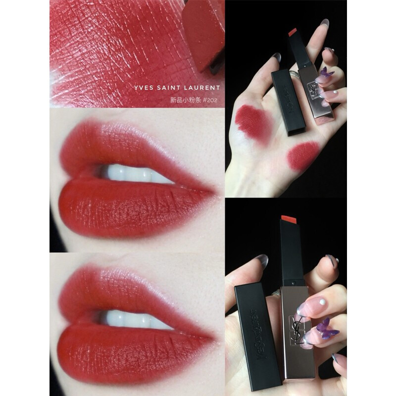 专柜正品顺丰速运圣罗兰ysl细管柔光口红小粉条哑光口红202玫瑰红棕