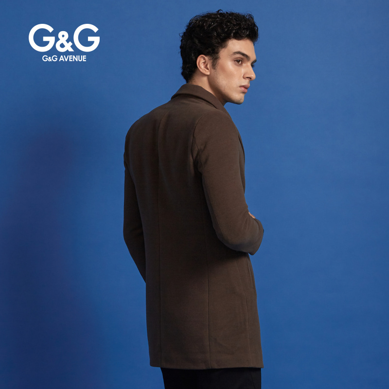 G＆G 男士冬季毛呢大衣男中长款时尚简约呢子大衣韩版秋冬季男装