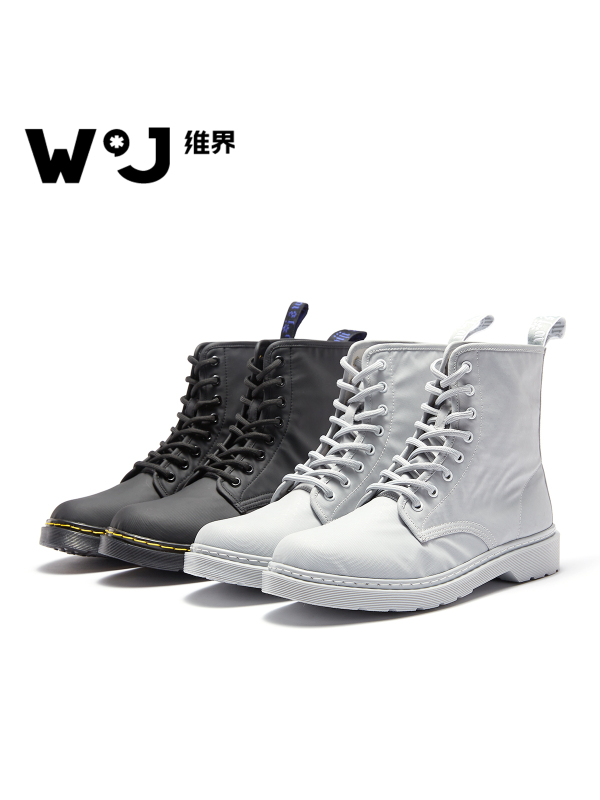 维界秋季新品英伦时尚马丁休闲靴男士韩版潮厚底增高工装帆布鞋男