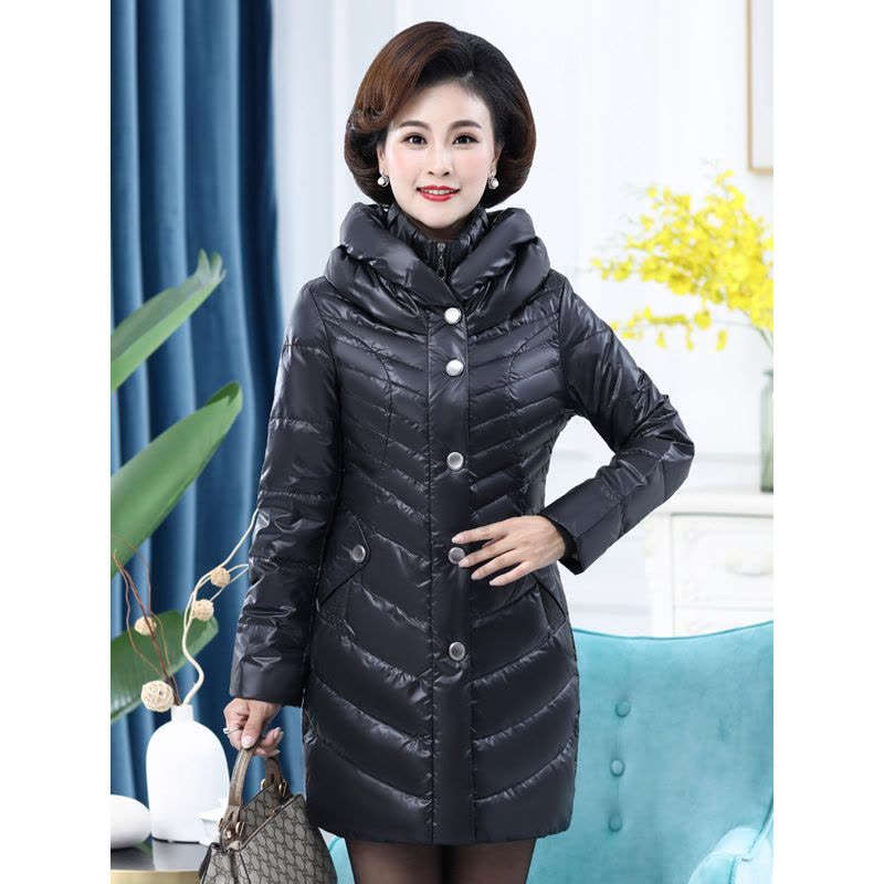 雪暖中年女士羽绒服女中长款韩版修身新款妈妈装冬装外套图片