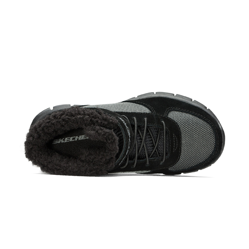 Skechers斯凯奇男童鞋拼接保暖冬靴雪地靴660013L/BKGY
