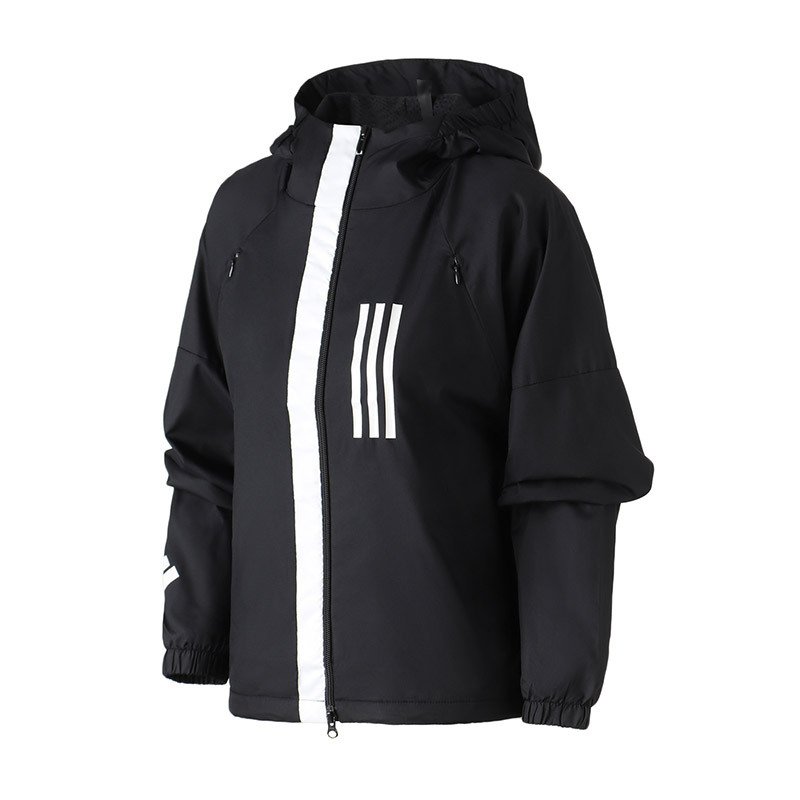 adidas女服外套夹克连帽WND防风休闲运动服DZ0034 L DZ0034黑色