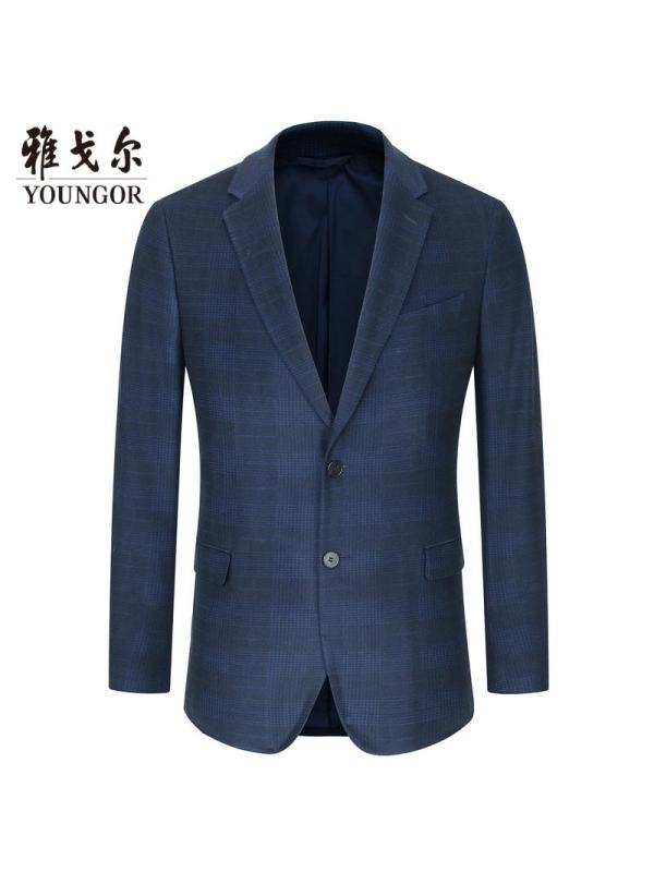 Youngor/雅戈尔男装时尚都市化纤面料 修身剪裁 优雅素色藏青西服014FIY