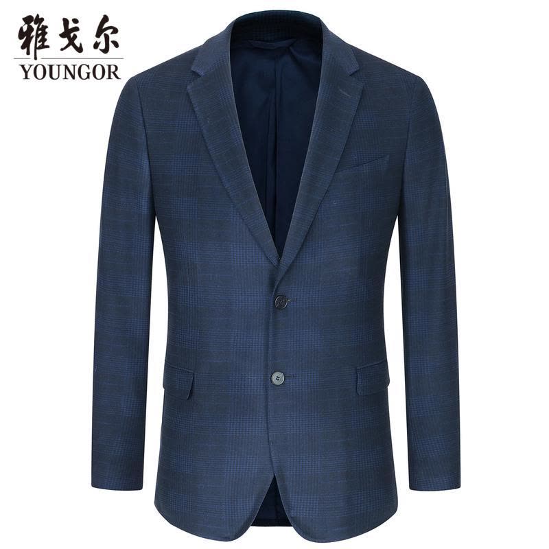 Youngor/雅戈尔男装时尚都市化纤面料 修身剪裁 优雅素色藏青西服014FIY图片